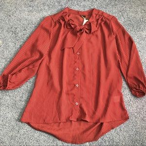 Maroon and black striped blouse